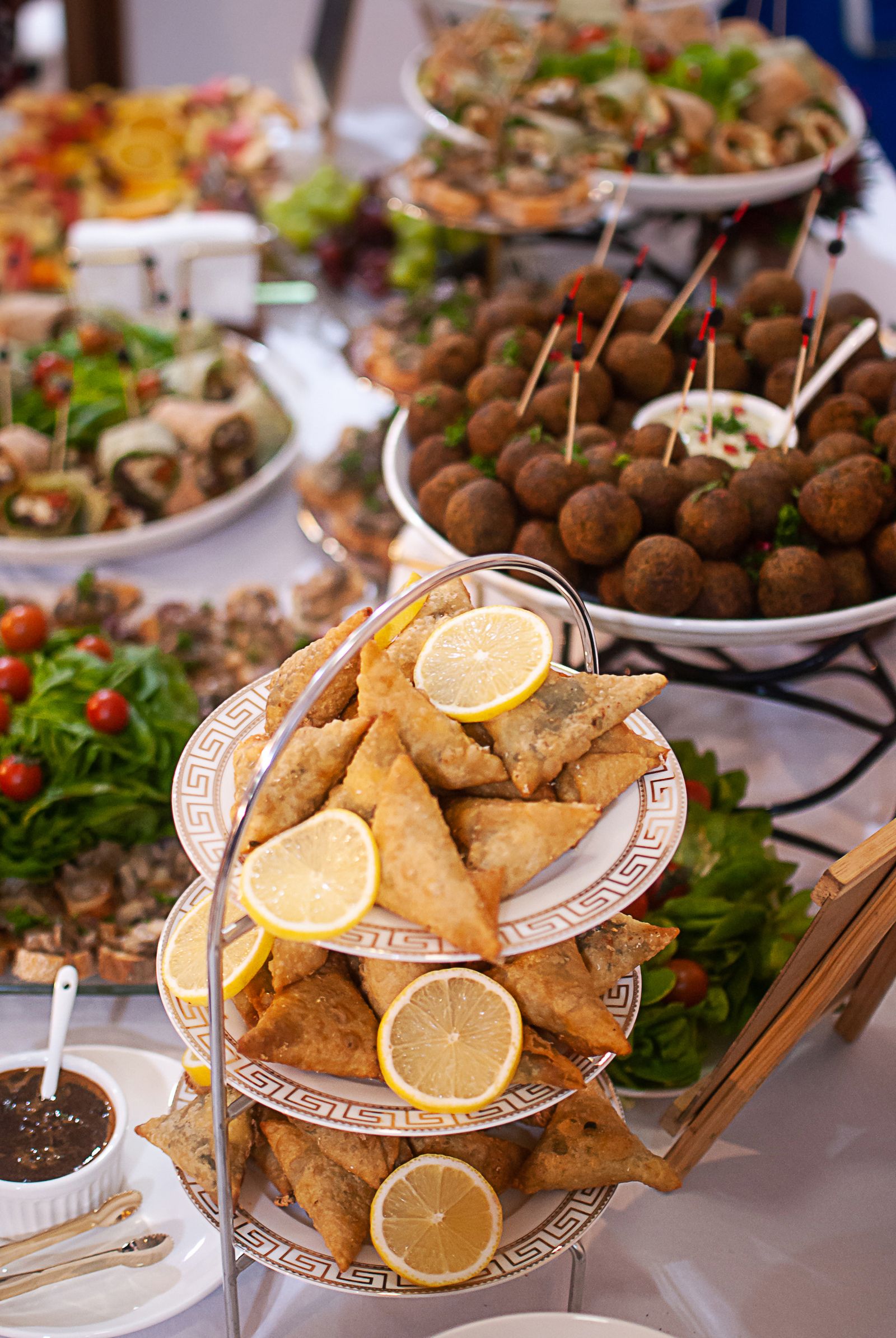 Buffet montado para evento corporativo